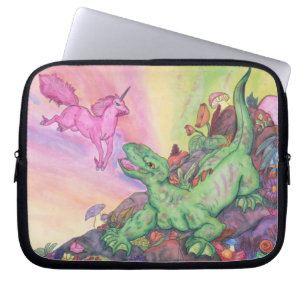Funda Para Portátil Fantasía Ilustracion Lizard Volador Rosa Unicornio