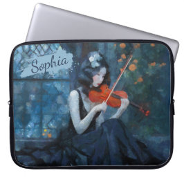 Funda Para Portátil Fantasía oscura violinista gótico en el Jardín de