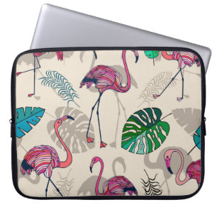 Funda Para Portátil Fantasía tropical: Patrón de hojas de flamenco