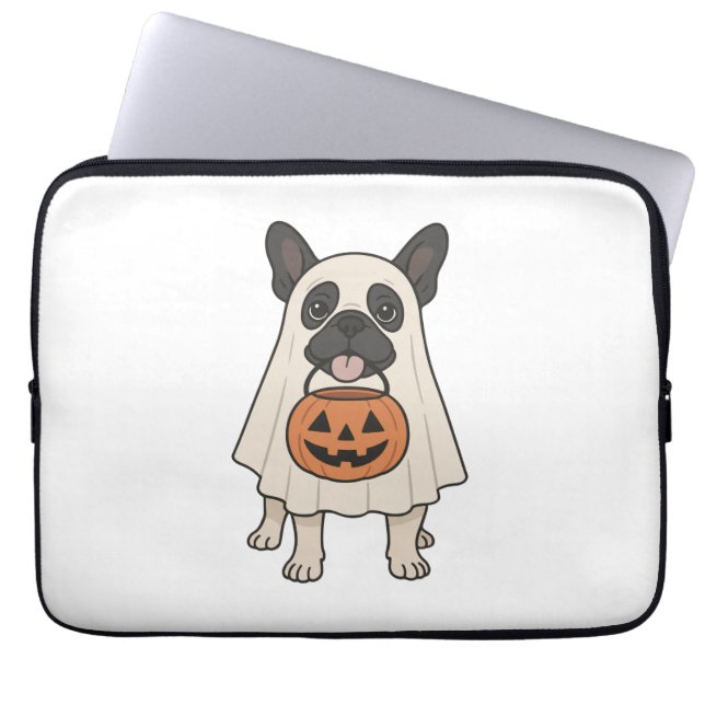 Funda Para Portátil Fantasma de perro de Halloween en el Bulldog franc (Frente)