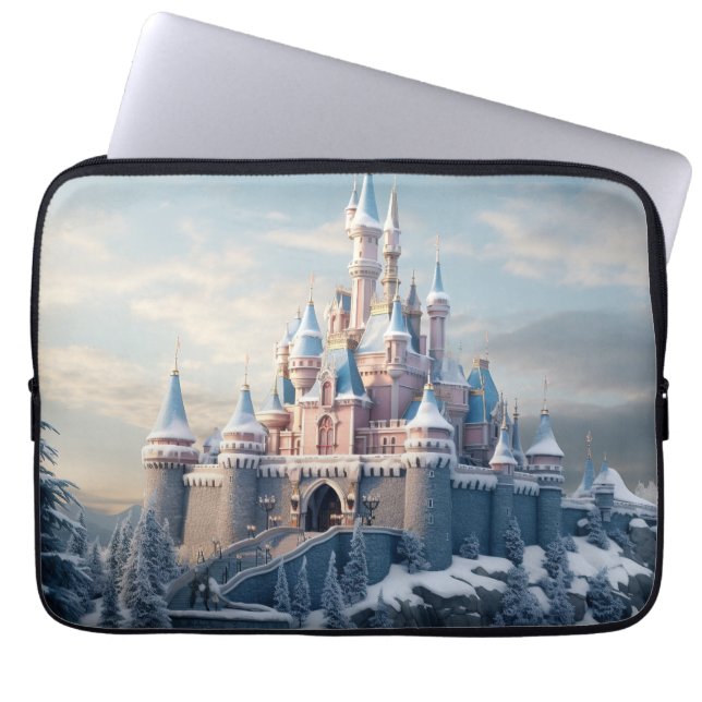 Funda Para Portátil Fantástico castillo digital en las montañas (Frente)