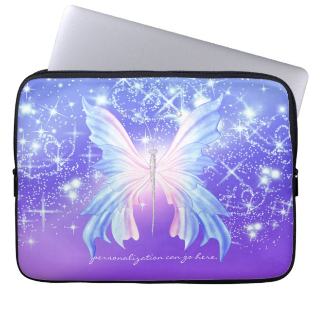 Funda Para Portátil Fantasy Butterfly Pink & Purple Sparkle (Frente)