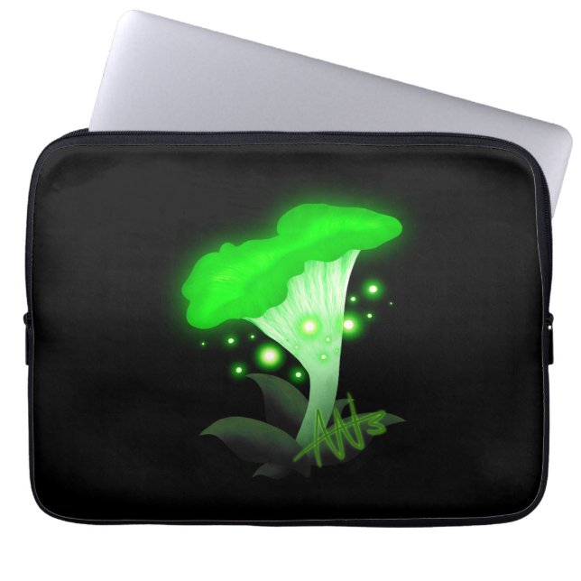 Funda Para Portátil Fantasy Chanterelle Gslow Green Mushroom (Frente)