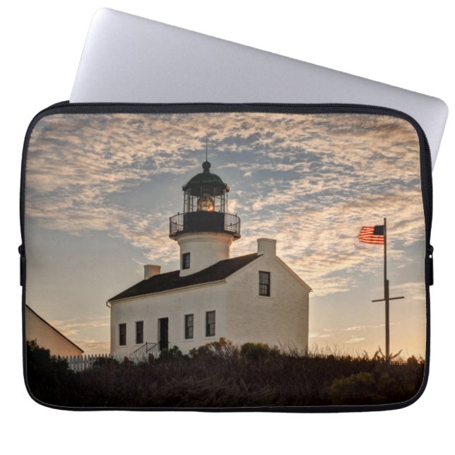 Funda Para Portátil Faro al atardecer, California (Frente)