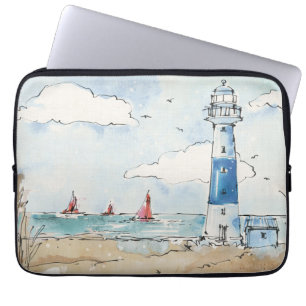 Funda Para Portátil Faro azul y blanco