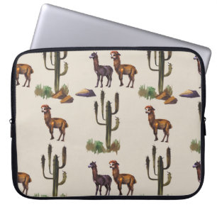 Funda Para Portátil Fauna alpaca de Llama, patrón acuarela.
