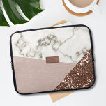 Funda Para Portátil Faux Blush Rose Gold Glitter Marble Modern<br><div class="desc">If you like modern marble, rose gold glitter and blush pink leather effects - you have found your next laptop case. All fabulously faux and a printed effect. Nothing was harmed in the making of this case. And you won't suffer GFS (glittery finger syndrome) Add your initials to the metallic...</div>