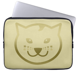 Funda Para Portátil Faux Gold Cat Face - color de fondo Personalizado