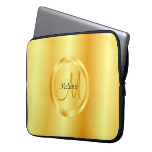 Funda Para Portátil Faux Gold Elegant Moderno Monograma plantilla de m