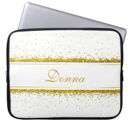 Funda Para Portátil Faux Gold Purpurina Confetti Nombre