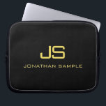 Funda Para Portátil Faux Gold Textos Hermoso Monograma Negro Plantilla<br><div class="desc">Hermoso Monograma inicial Black Faux Gold Textura Plantilla moderna para portátiles de 10 pulgadas.</div>