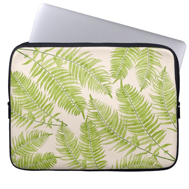 Funda Para Portátil Feathery Fern en una manga para portátiles (Frente)