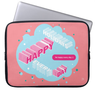 Funda Para Portátil Felices fiestas, azules y rosas