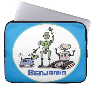 Funda Para Portátil Felices robots lindos trío personalizado sobre fon