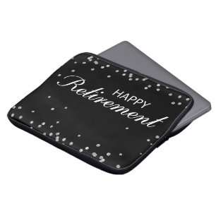 Funda Para Portátil Felicitaciones por retiro negro con chispa de plat