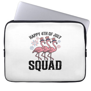 Funda Para Portátil Feliz 4 de julio Flamingo Squad Diseño Vectorial_1