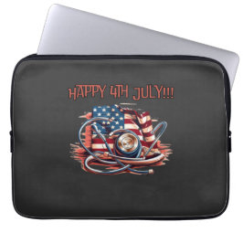 Funda Para Portátil Feliz 4 de julio, médico, estetoscopio