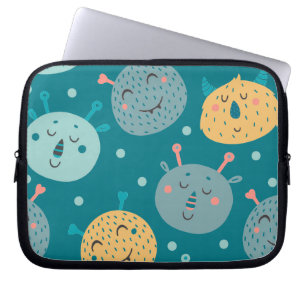 Funda Para Portátil Feliz alienígena caras Verde azuladas