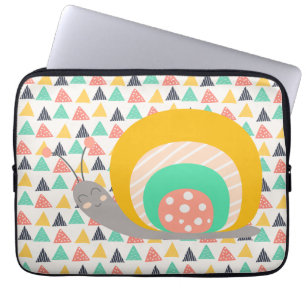 Funda Para Portátil Feliz caracol en Triángulos