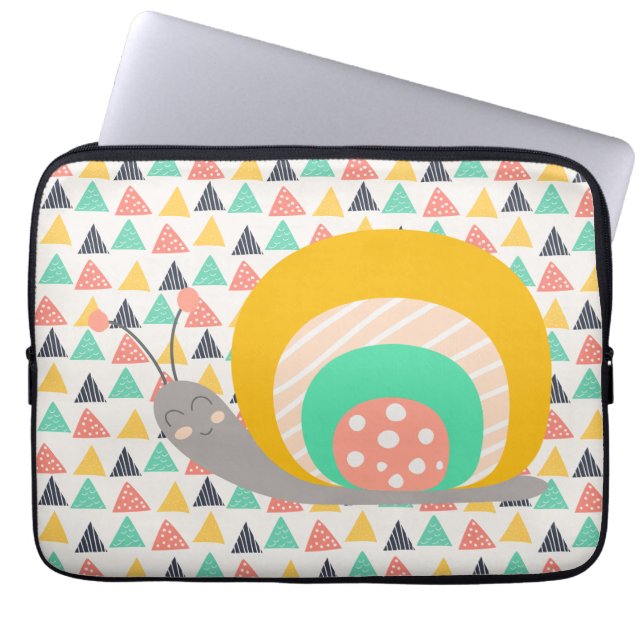 Funda Para Portátil Feliz caracol en Triángulos (Frente)