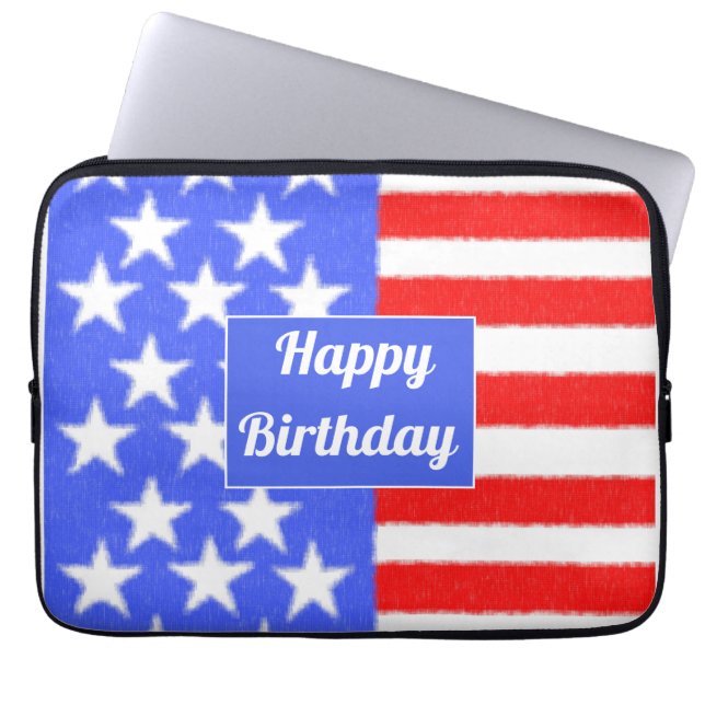 Funda Para Portátil Feliz cumpleaños a Estados Unidos (Frente)