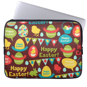 Funda Para Portátil Feliz Día de Pascua - Conejo Patrón y Pascua de Hu