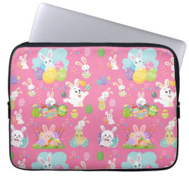 Funda Para Portátil Feliz día de Pascua - Patrón Conejo Divertido y Hu