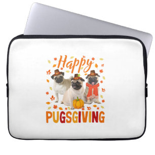 Funda Para Portátil Feliz Día de Pugo Cute Día de Acción de Gracias Pu
