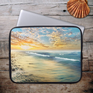 Funda Para Portátil Feliz en la manga de laptops de playa
