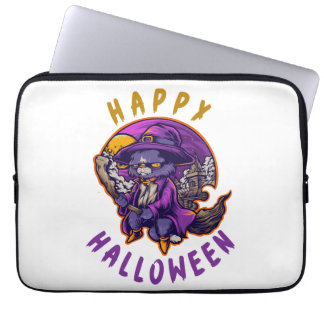 Funda Para Portátil Feliz Halloween Bruja de Halloween Gato