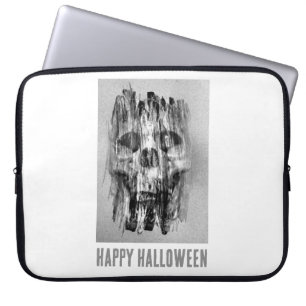Funda Para Portátil Feliz Halloween. Cráneo angustiado
