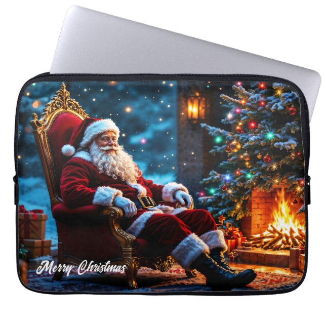 Funda Para Portátil Feliz invierno navideño Santa Magia (Frente)