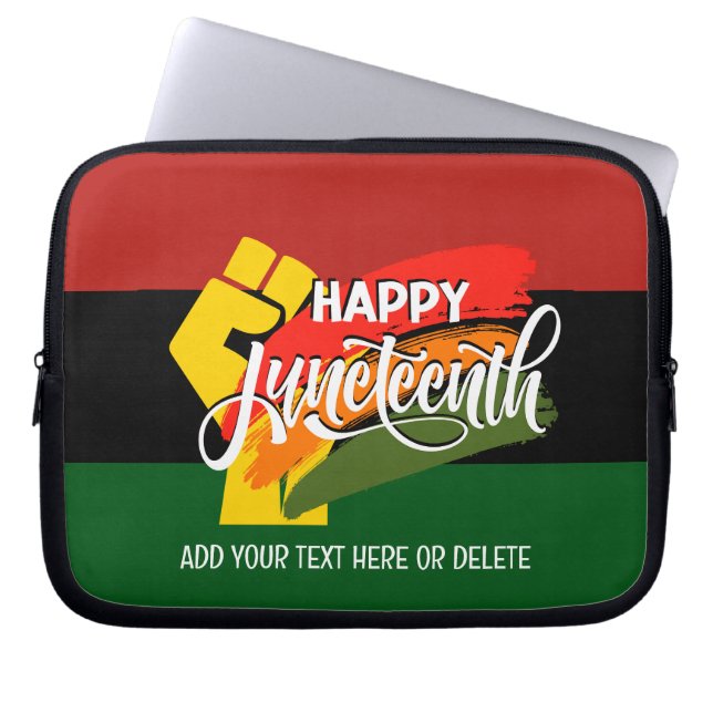 Funda Para Portátil FELIZ JUNETEENTH Panafricano (Frente)