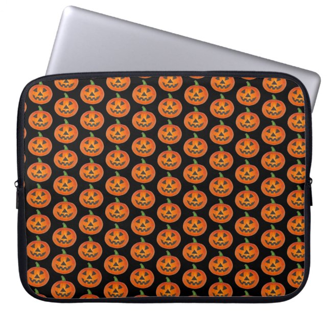 Funda Para Portátil Feliz Naranja de Halloween Calabaza Jack o' Lanter (Frente)
