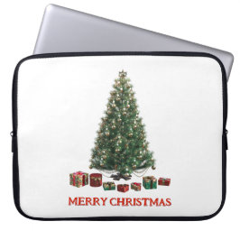 Funda Para Portátil Feliz Navidad. Árbol (diseño 1) con regalos
