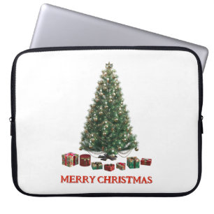 Funda Para Portátil Feliz Navidad. Árbol (diseño 1) con regalos