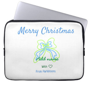 Funda Para Portátil Feliz navidad arco azul verde agregar nombre de fa
