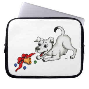 Funda Para Portátil ¡Feliz Navidad! Cachorro con bell y ball