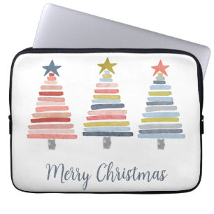 Funda Para Portátil Feliz Navidad Coloridos árboles apilados