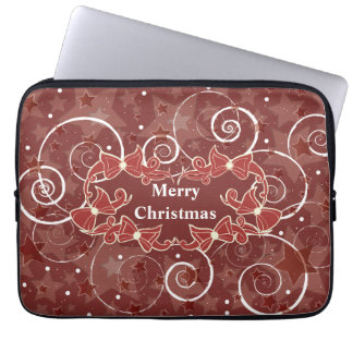 Funda Para Portátil Feliz Navidad con arcos y estrellas