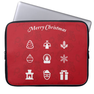 Funda Para Portátil Feliz Navidad, conjunto de íconos populares