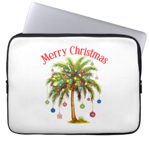 Funda Para Portátil Feliz Navidad Luz de Palma Tropical Hawaiano