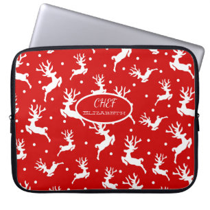 Funda Para Portátil Feliz Navidad Renos Rojo Fiesta