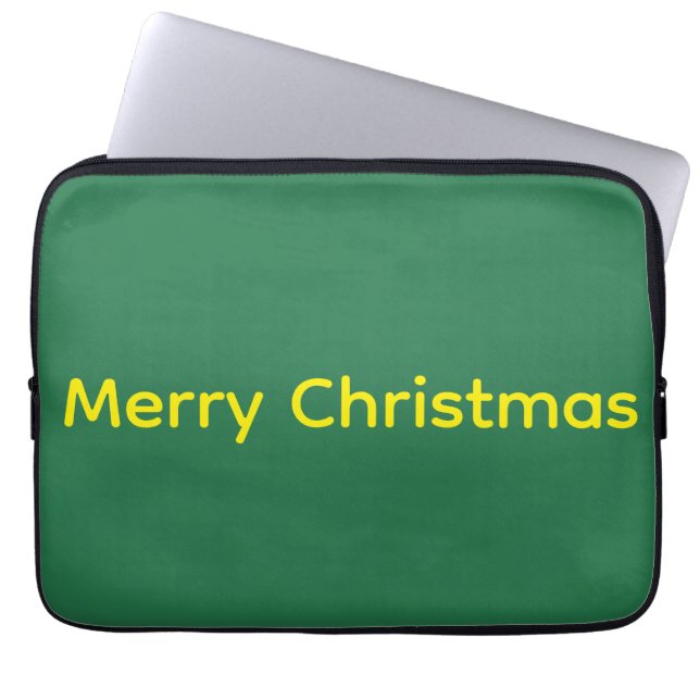 Funda Para Portátil Feliz Navidad verde (Frente)