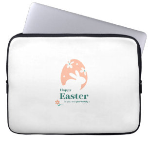 Funda Para Portátil Feliz Pascua – Diseño floral de conejo y huevo