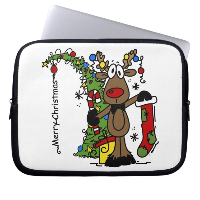 Funda Para Portátil Feliz reno navideño (Frente)