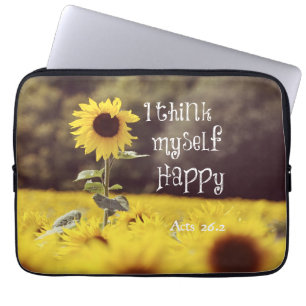 Funda Para Portátil Feliz Verso de la Biblia con girasoles