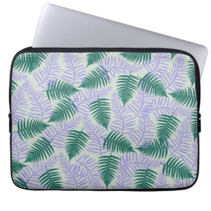 Funda Para Portátil Ferrocarril verde púrpura deja un patrón de flores