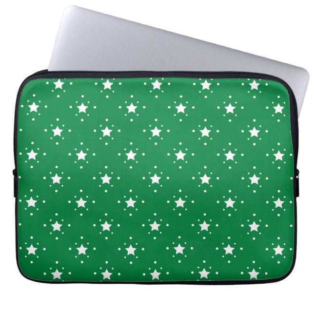 Funda Para Portátil Festive Green and White Stars Pattern (Frente)
