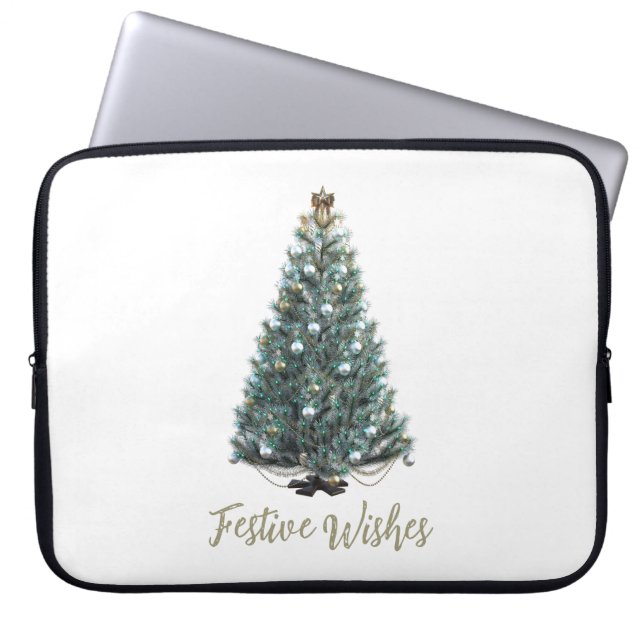 Funda Para Portátil Festive Wishes. Christmas tree design (Frente)